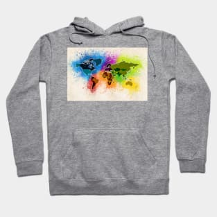 Map of the WORLD Abstract Watercolor Art Style Hoodie